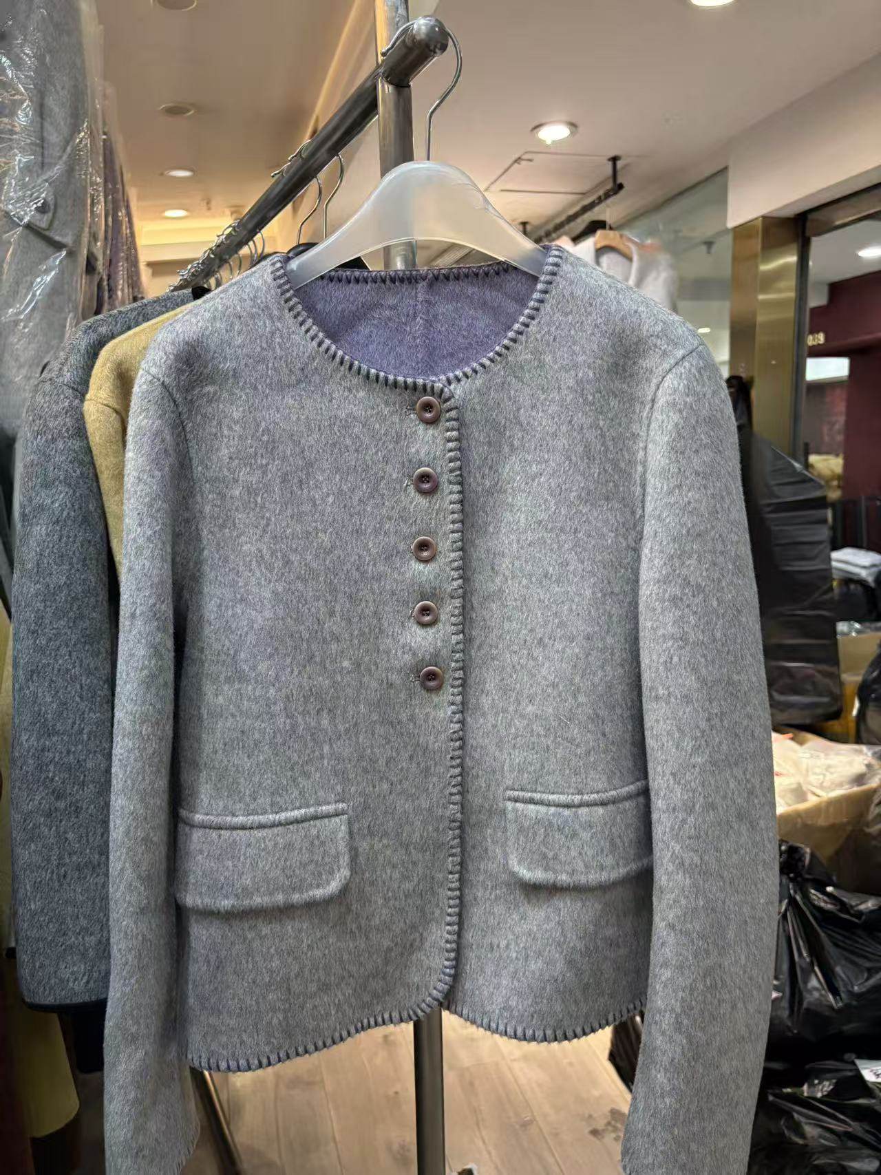 欧洲站2025冬季新款正品时尚圆领单排扣双面羊毛大衣短款毛呢外套,女装/女士精品,毛呢外套,淘宝优惠券,粉丝福利购,淘宝优惠卷