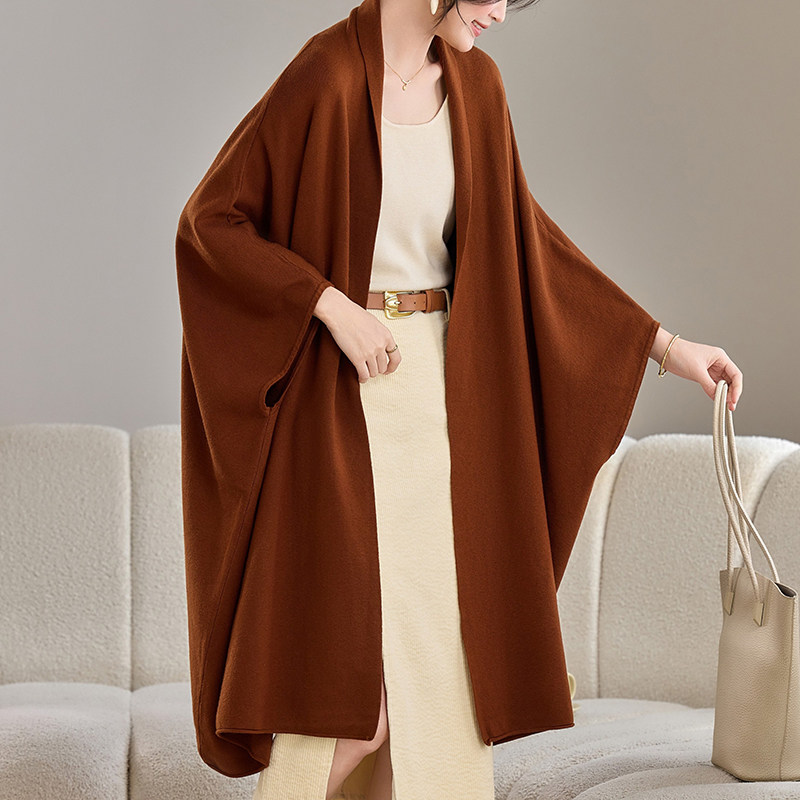 毛衣披肩外套春秋中长款洋气百搭针织开衫宽松胖mm特大码绝美上衣