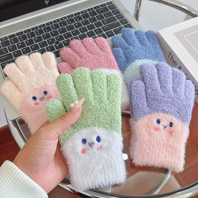 儿童手套冬季保暖防寒针织五指