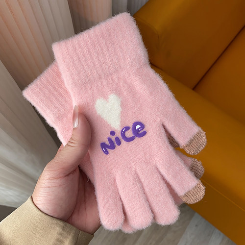 女士防水貂绒五指分指手套