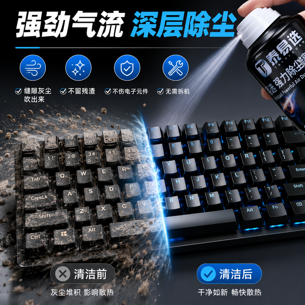 除尘罐高压气罐除尘空气罐清洁剂压缩罐电脑键盘数码除尘剂免拆洗