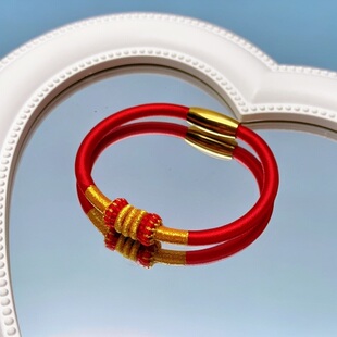 2026年喜圆满寓意好运连连手工编织情侣红手绳朱砂