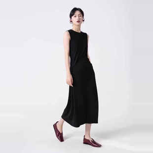 显瘦褶皱遮肚太古里小黑裙M0725607 TH女装 2025现货夏季 经典 修身