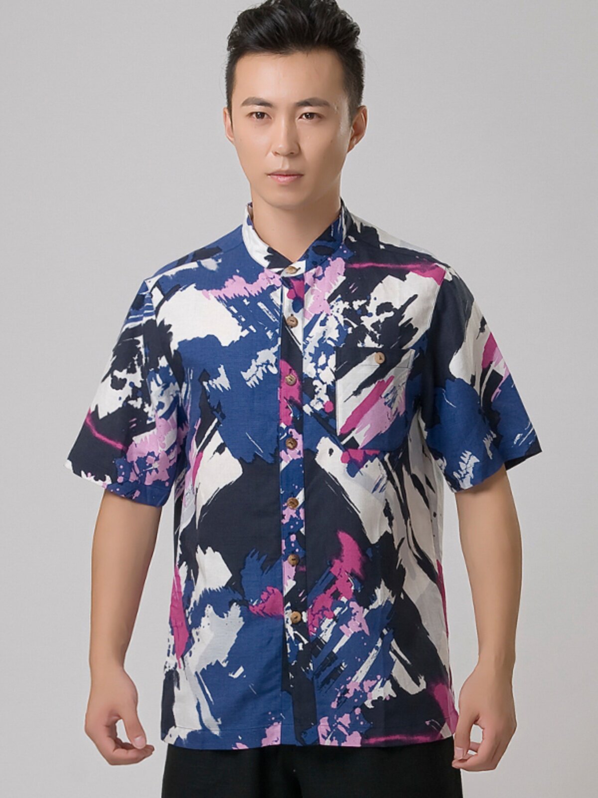 SUMMER LINEN THIN SHORT SLEEVE T-SHIRT MENS LOOSE HALF-SLEEVED CHINESE STYLE TANG COSTUME MENS RETRO TREND COTTON LINEN CHINESE STYLE MEN