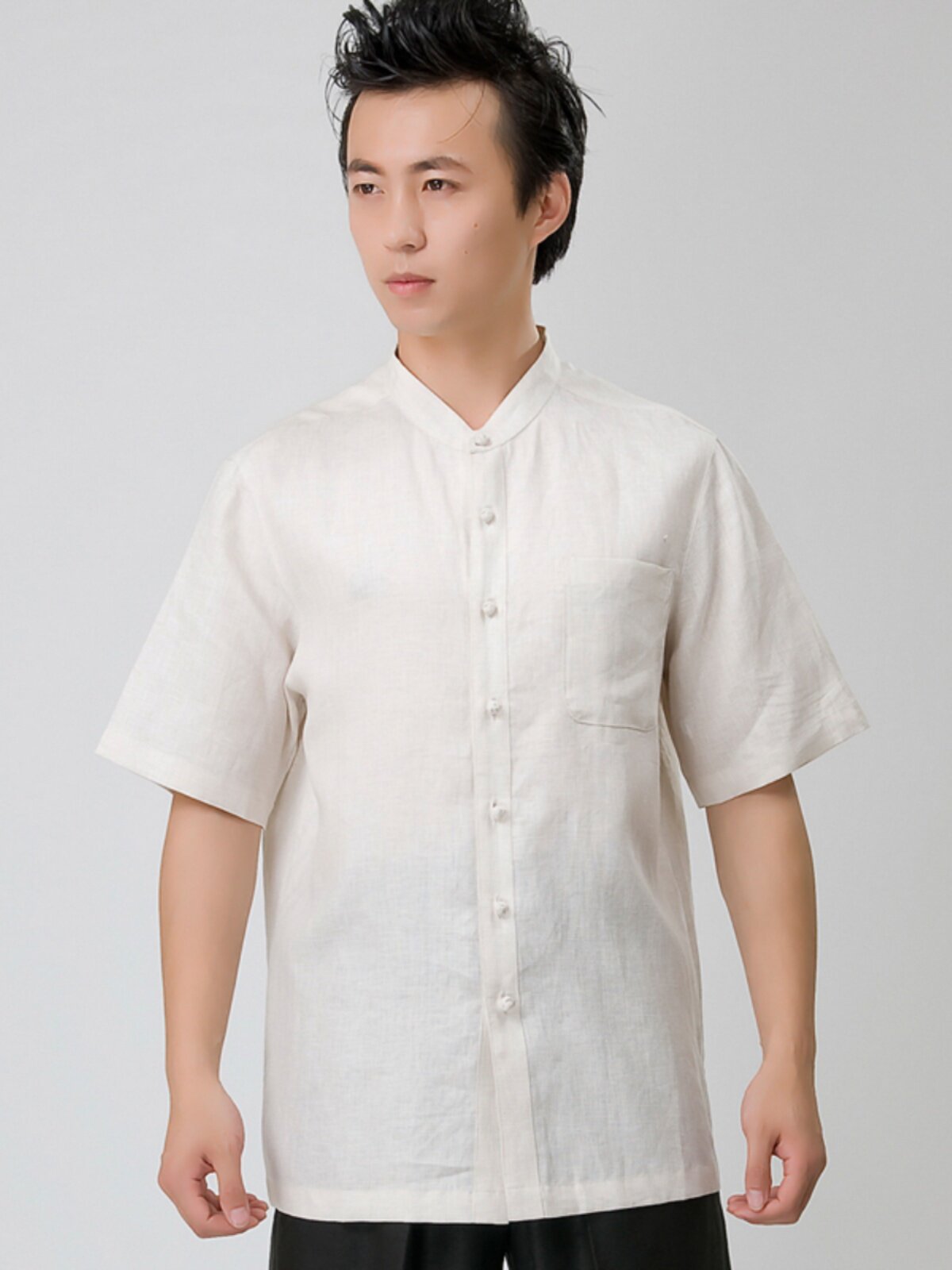 SUMMER LINEN THIN SHORT SLEEVE T-SHIRT MENS LOOSE HALF-SLEEVED CHINESE STYLE TANG COSTUME MENS RETRO TREND COTTON LINEN CHINESE STYLE MEN
