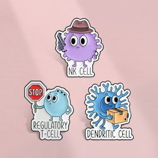 可爱免疫细胞造型树突状细胞胸针金属徽章生物科学生衣服包配饰