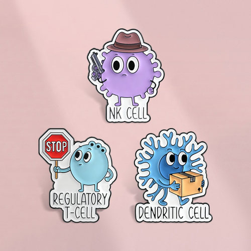 可爱免疫细胞造型树突状细胞胸针金属徽章生物科学生衣服包配饰