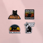 PEW PEW卡通动物猫咪胸针金属徽章ins潮学生背包笔袋扣针配饰徽章