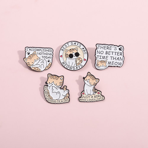 只是一个爱猫的女孩胸针金属徽章