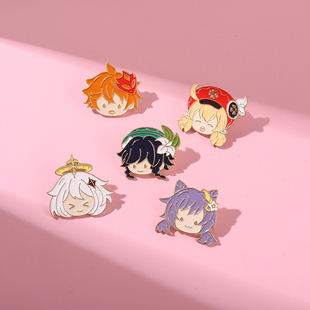 原神周边胸针温迪公子金属徽章可莉派蒙刻晴学生衣服书包配饰勋章