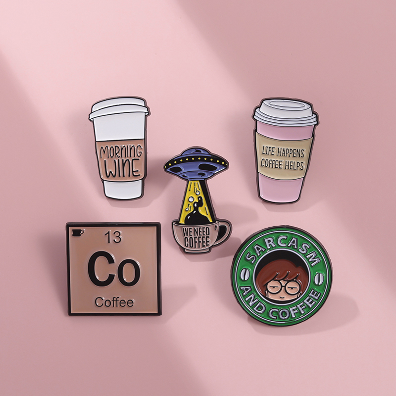 咖啡胸针小众金属徽章别针配饰