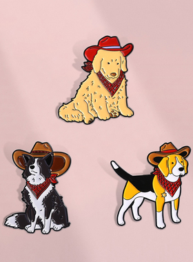 牛仔狗狗胸针别针扣饰品衣服包包装饰品背包配件金属徽章勋章挂件