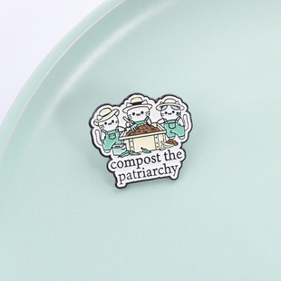2026新款女权猫咪胸针 compost the patriarchy 创意金属徽章配饰