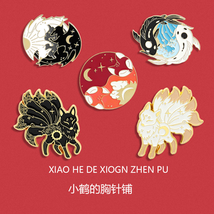 创意小动物胸针ins潮 饰卡通可爱徽章狐狸饰品 个性 胸章别针书包装