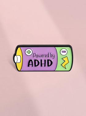 由ADHD驱动 正负极电池设计创意卡通胸针金属徽章个性包装饰配饰