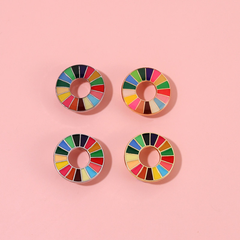 可持续发展目标联合国勋章代表胸针几何图案17色金属徽章别针配饰