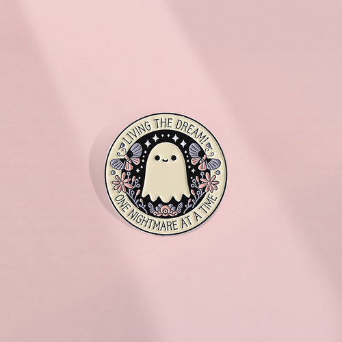 活在梦中 一次做一场恶魔短语胸针可爱幽灵金属徽章背包笔袋配饰