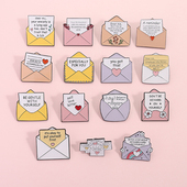 可爱暖心语录信封卡通胸针金属徽章男女衣服背包挂件胸章