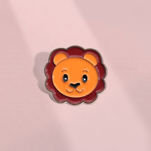 饰品 可爱卡通动物小狮子胸针圆形狮子头像金属徽章礼品衣服包包装