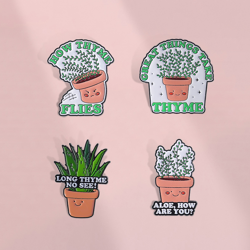 创意英文短语绿植物盆栽胸针ins潮衣服背包笔袋装饰品礼物勋章
