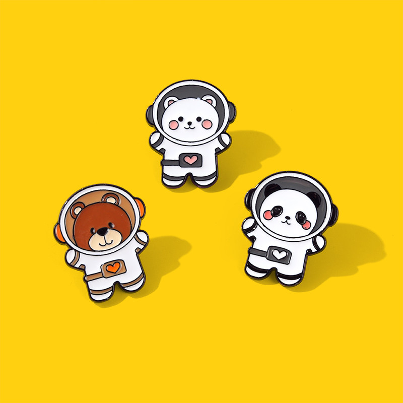 熊猫白熊棕熊胸针男女个性金属徽章围巾领口别针扣包包装饰品勋章