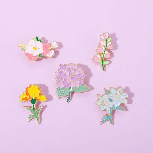 紫罗兰百合花朵植物胸针