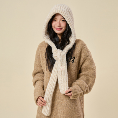 含羊毛巴拉克拉法帽女款2025新款冬季保暖毛线帽子围巾一体针织帽