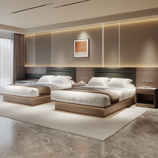 酒店专用床宾馆家具标间全套五星级全季亚朵定制床箱民宿客房双床