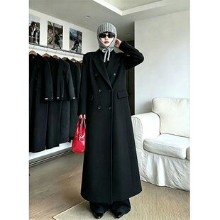 高级感时尚大码长款羽绒服外套女胖mm冬季新款黑色过膝大衣200斤