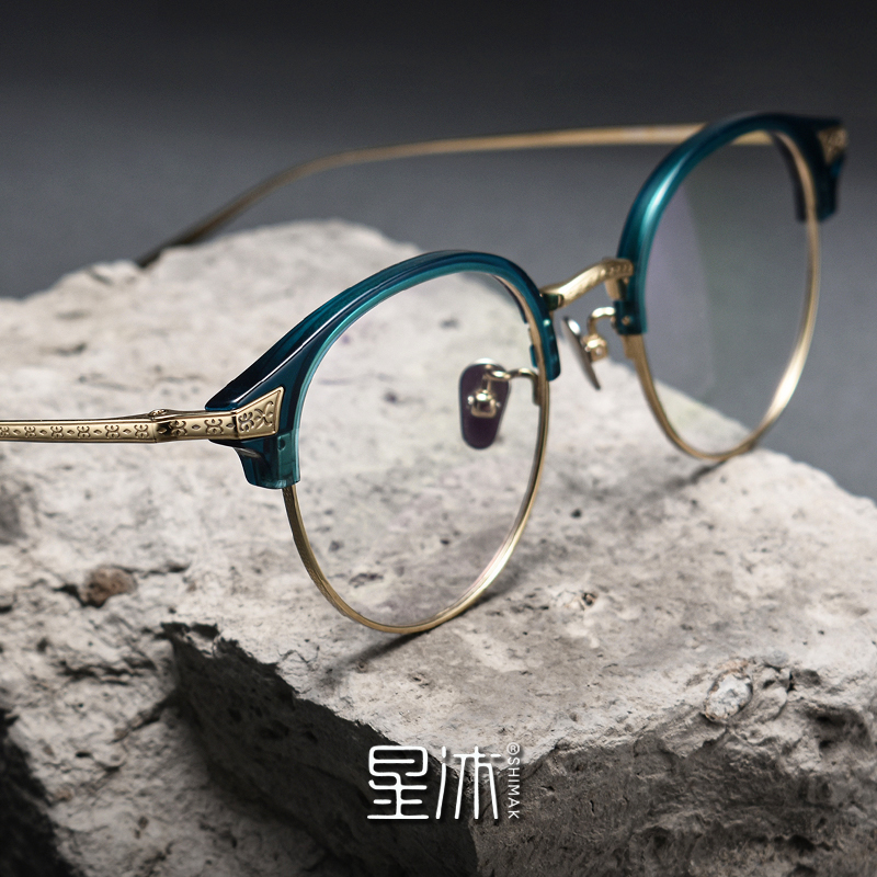 复古圆框超轻近视眼镜框女大脸纯钛男款眉线素颜高级感文艺防蓝光