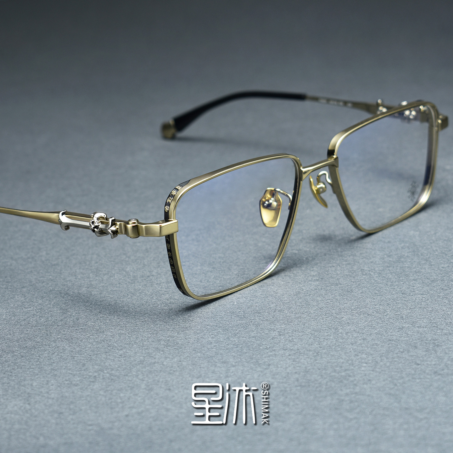 复古美式纯钛近视方形眼镜框男款