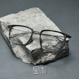 复古超轻商务方形眼镜框男款 大脸加宽近视舒适超薄纯钛板材防蓝光