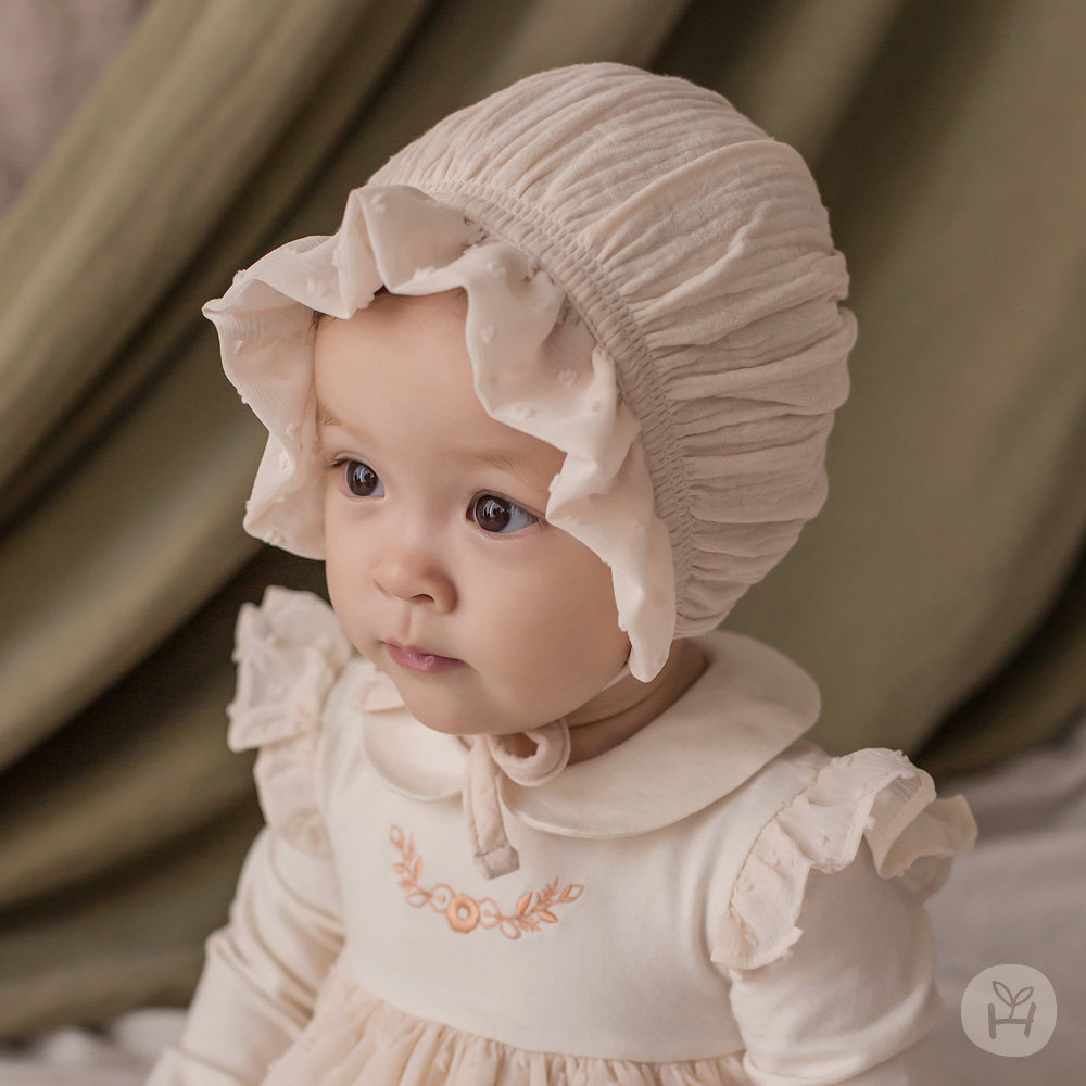 韩国进口婴儿童帽子公主宫廷秋冬女宝宝防风全棉防风护耳棉布胎帽