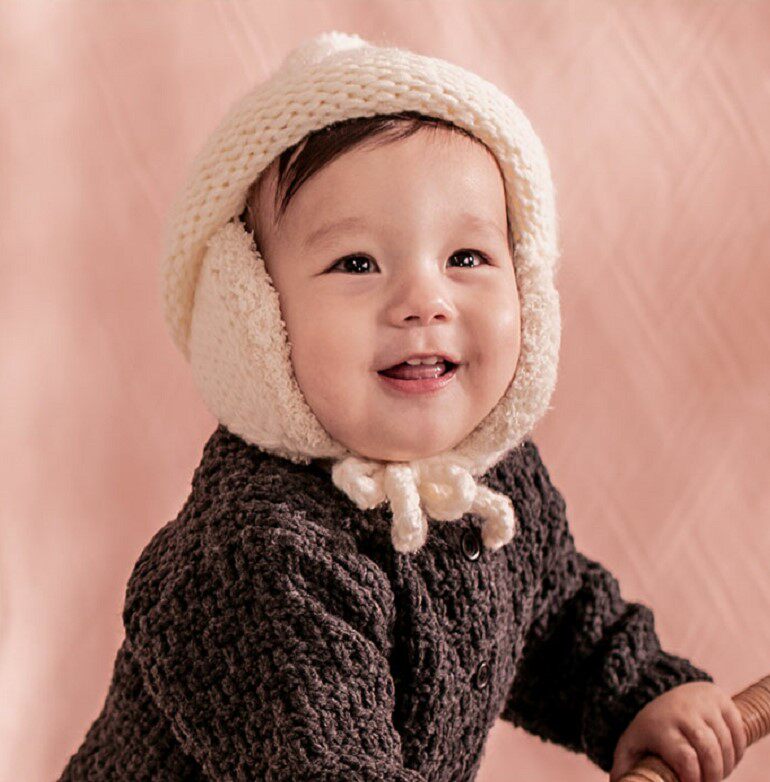 韩国进口婴儿童帽子男女宝宝冬季新款加绒毛线保暖防风套头护耳帽