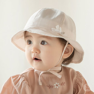 沙滩渔夫帽婴幼儿童遮太阳帽子 女宝宝纯棉时尚 春夏季 韩国进口新款