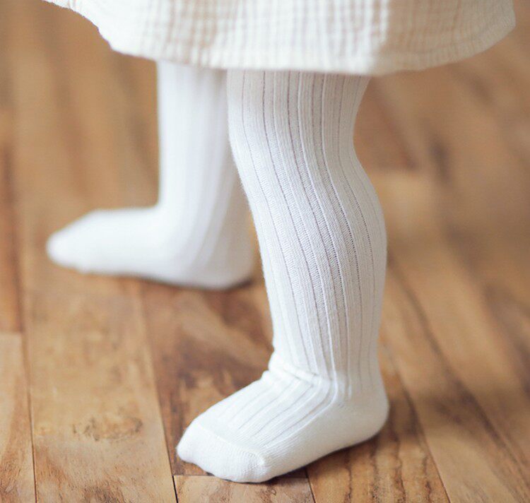 韩国进口婴儿童纯色棉质螺旋纹连裤袜子男女宝宝春秋季大pp打底裤