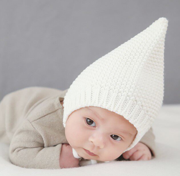 韩国进口婴儿童帽子男女宝宝护耳保暖胎帽秋冬毛线防风套头精灵帽