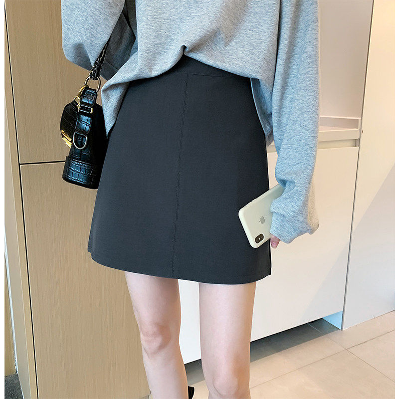 简约高腰短裙女夏季2025新款a字显瘦职业包臀百搭灰色西装半身裙