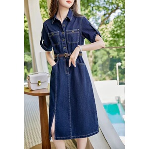 时髦洋气牛仔连衣裙女2026年夏季新款通勤风气质时尚休闲显瘦裙子