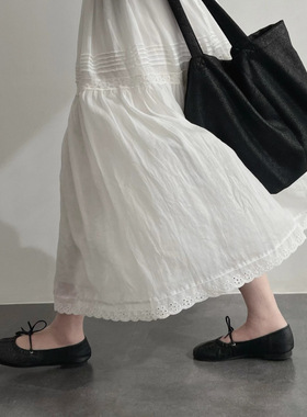 天然高支酵洗苎麻A字半身裙白裙子2025夏季自制棉麻文艺范仙女裙