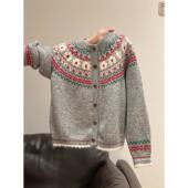 费尔岛提花高级感毛衣外套女2025年秋季 上衣 外穿宽松撞色针织开衫