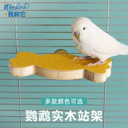鹦鹉磨爪站台站杆 虎皮玄凤耐咬磨嘴站棒磨砂站台木质鸟用品玩具