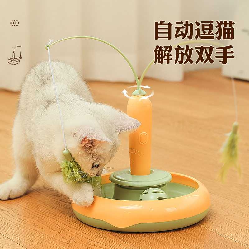 宠物玩具电动猫玩具旋转逗猫棒飞舞羽毛人宠互动玩具亚马逊