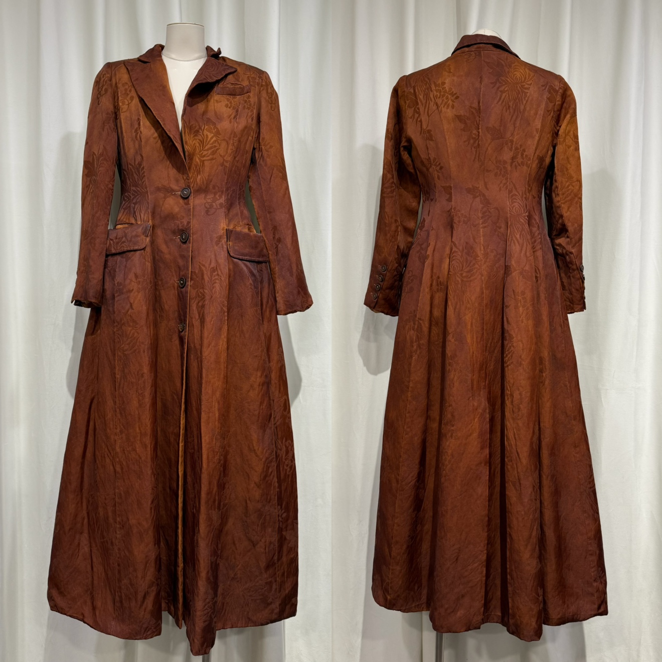 ISAEI - 薯莨染复古花纹长款外套 PARTOU品牌集合店