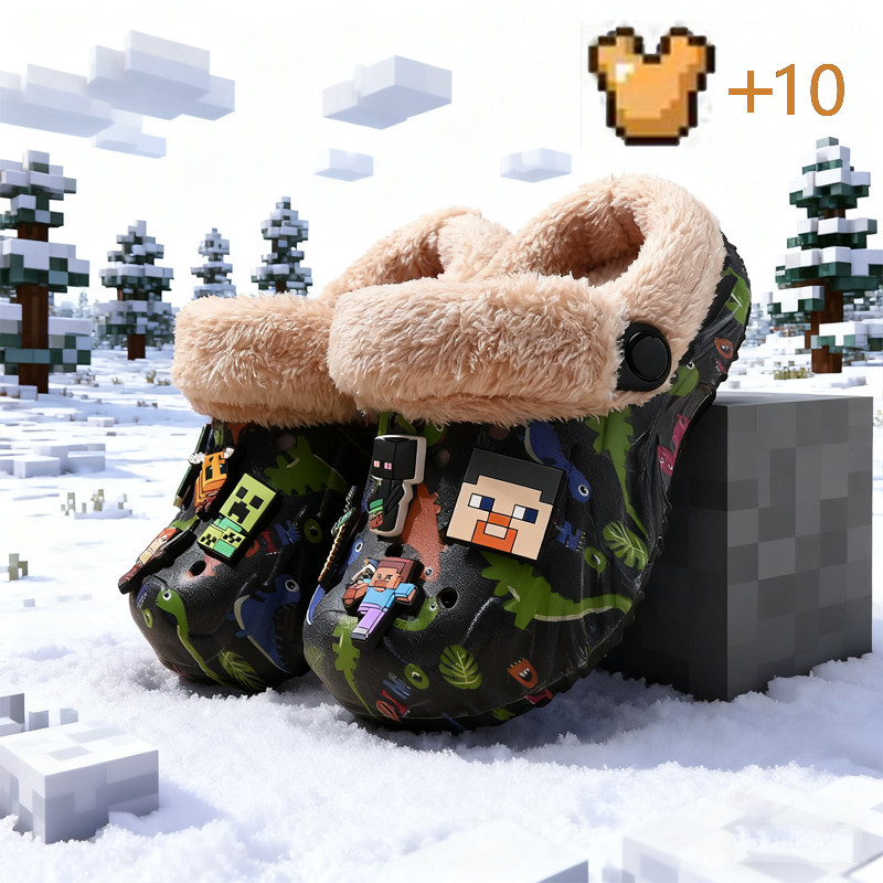 儿童棉拖鞋男童冬季加绒保暖中大童毛棉鞋拖鞋室内家居鞋男孩宝宝