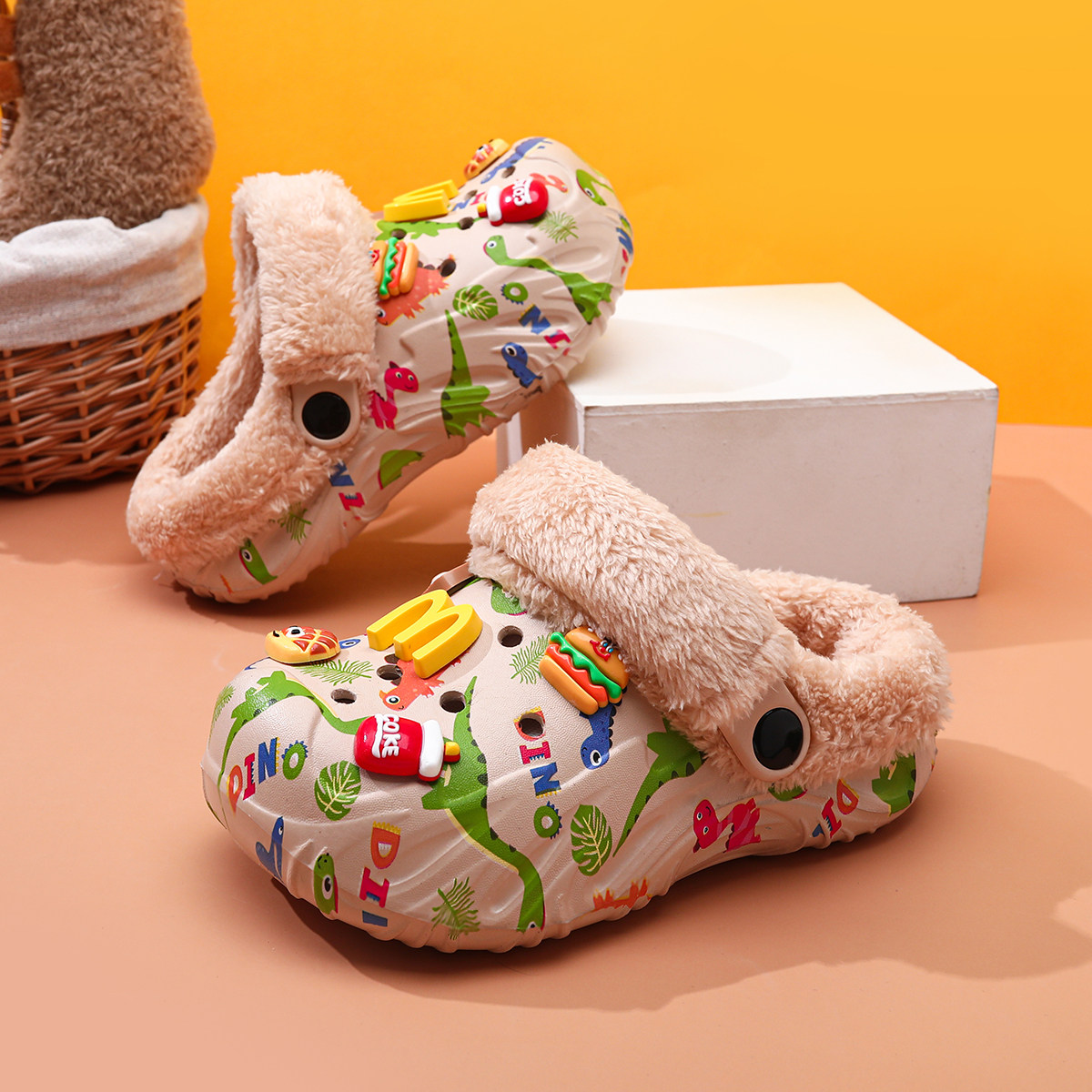 女童棉拖鞋儿童棉鞋秋冬季新款男童室内居家毛拖鞋中大童女孩保暖