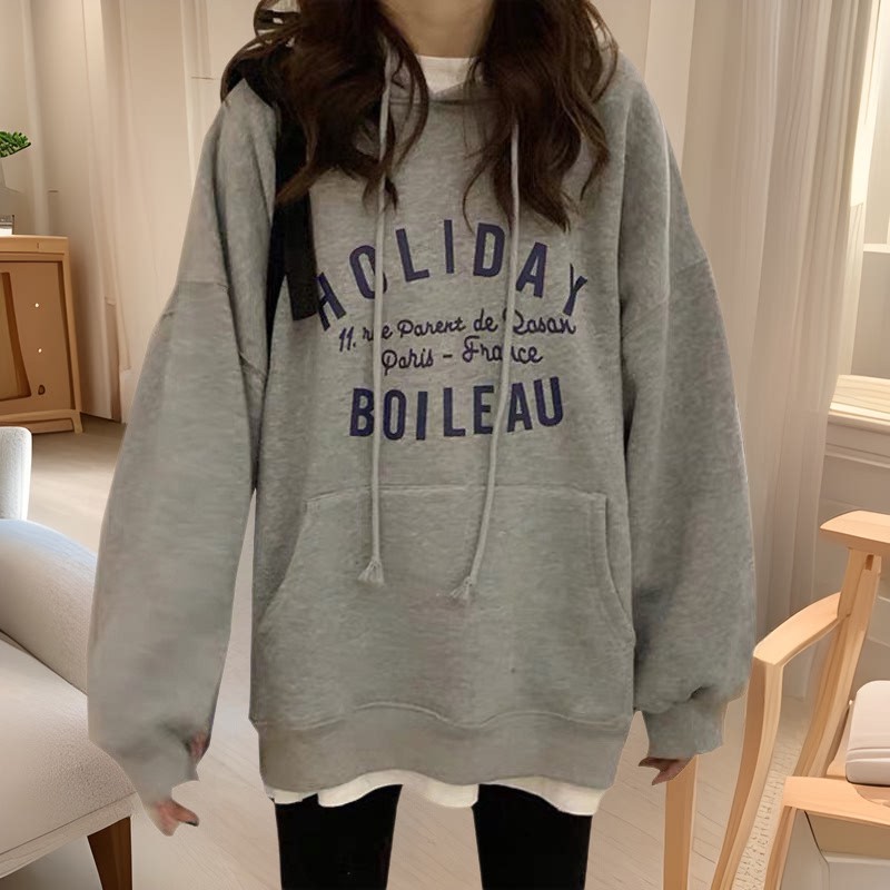 薄款连帽卫衣女秋ins2025秋季新款宽松韩版带帽衫网红潮一件代发