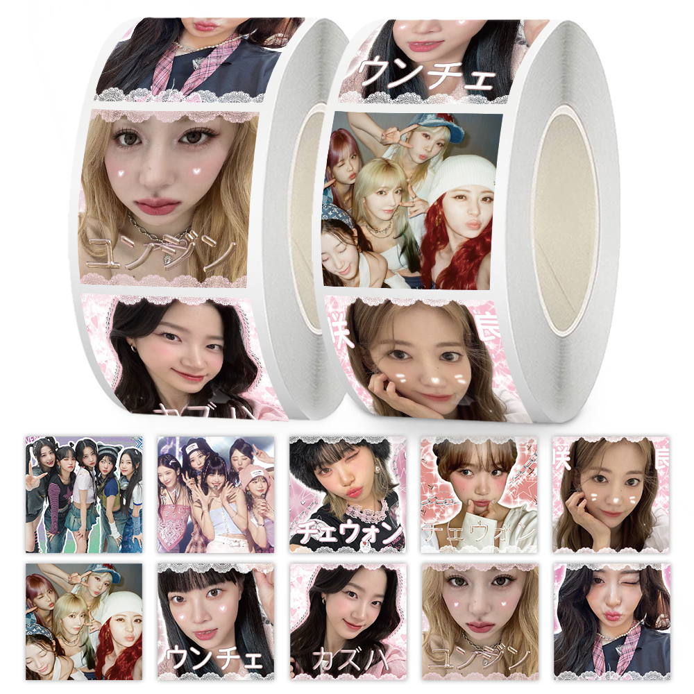 1000贴韩国女团LESSERAFIM卷卷贴纸ins高颜值美照周边封口贴画diy
