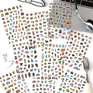 韩系人物心情贴贴乐PET贴纸ins风可爱彩绘涂鸦简笔画素材手帐贴画