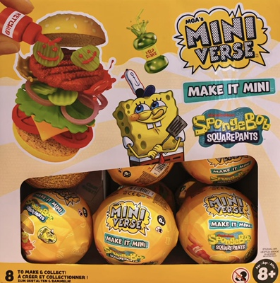 新品miniverse海绵宝宝联名DIY迷你盲球自制玩具球食物球场景摆件